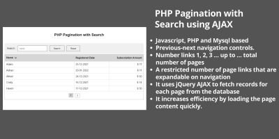 PHP Pagination with Search using AJAX