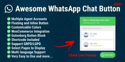 Awesome WhatsApp Chat Button WordPress Plugin