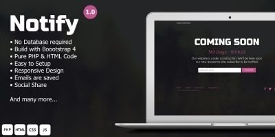Notify - Website Landing Webpage PHP