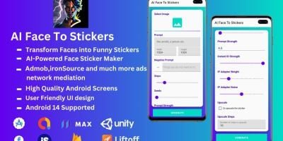 AI Face To Stickers App with ironSource Mediation