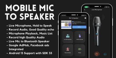 Mobile Mic to Speaker with AdMob Ads Android