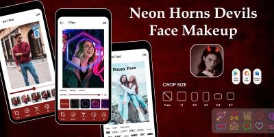 Neon Horns Devils Face Makeup Editor - Android
