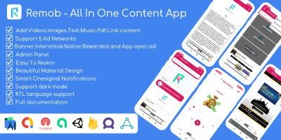 Remob - All In One content app with Admin panel
