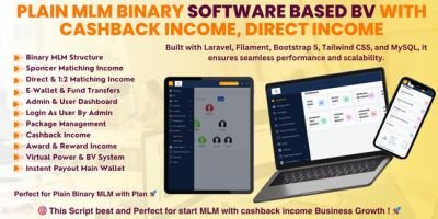 Plan Binary MLM Software with Cashback income
