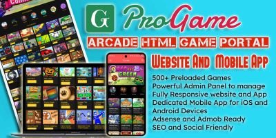 ProGame - Arcade HTML Game Portal Website and  App